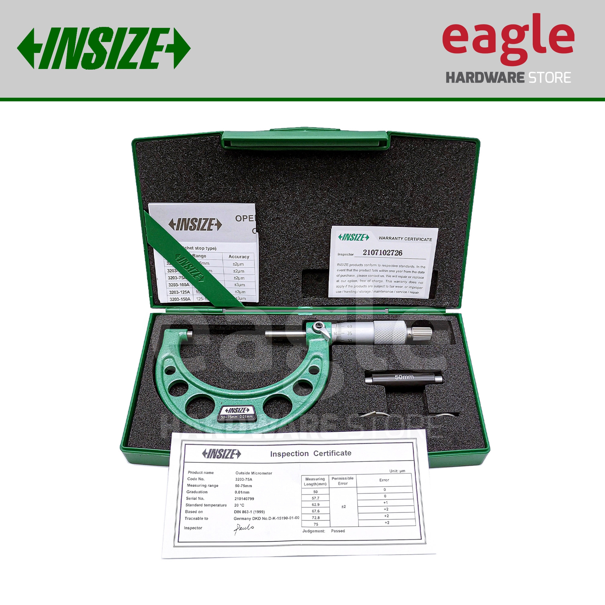 Micromètre extérieur avec compteur INSIZE 75-100mm/0,01 mm (3400-100