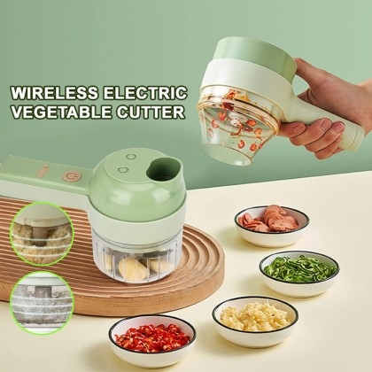 Green Plastic 4 in 1 electric vegetable chopper (Dropship Available)