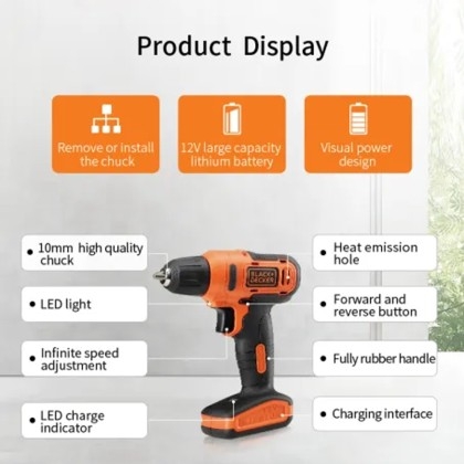 Black & Decker 12v Cordless Drill Driver - LD12SC-B1