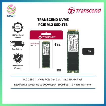 Transcend SSD MTE110Q 1TB M.2 2280 PCIe NVMe Gen3x4 QLC NAND flash