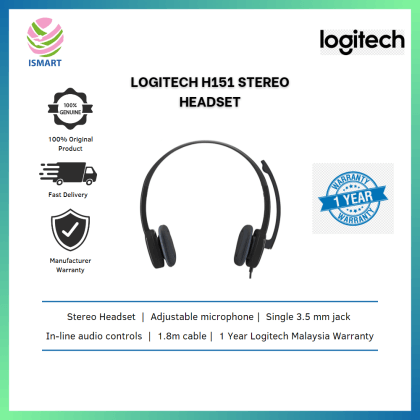 Kompliment fødsel blur Logitech H151 Stereo Headset (981-000587) | ismart online