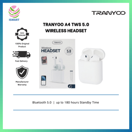 TRANYOO A4 WIRELESS EARPHONE TWS 5.0 ISMART Online Store MY