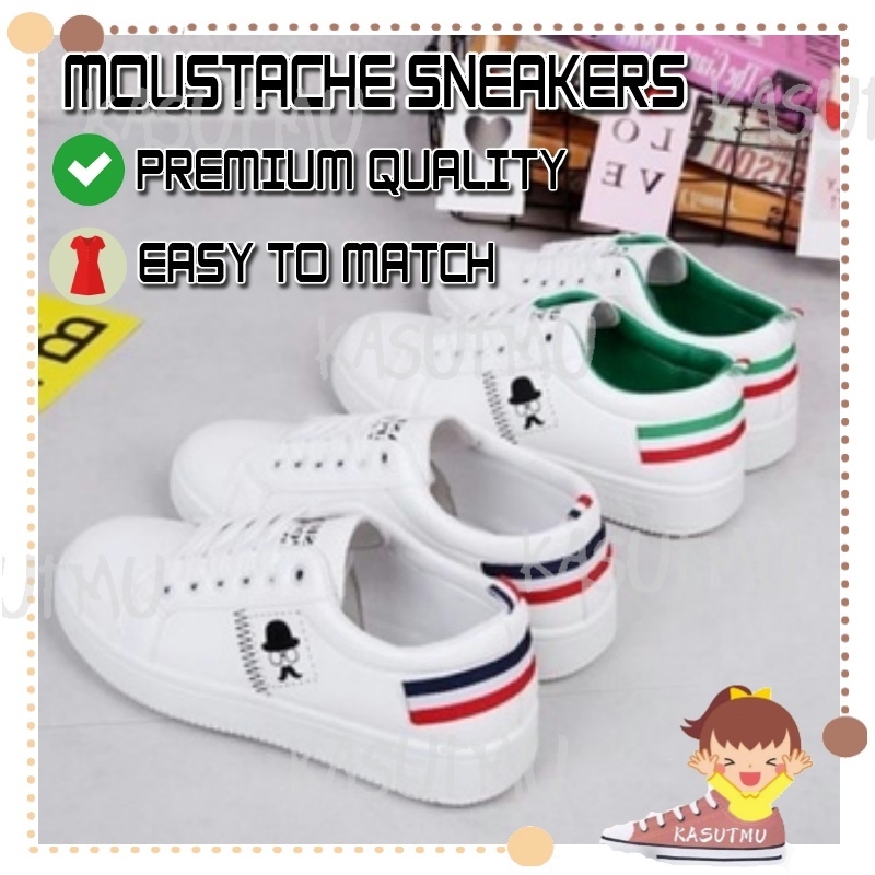 KASUTMU Mustache Women Ladies Casual shoes women kasut perempuan