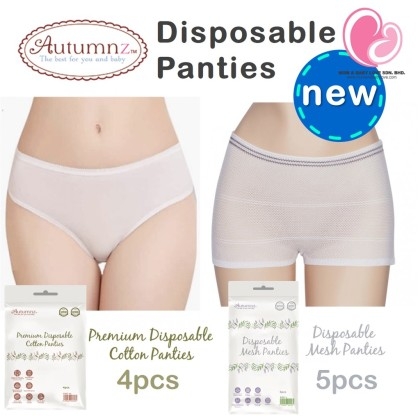 Autumnz Premium Disposable Cotton Panties 4pcs / Disposable Mesh Panties  5pcs, Mum & Baby Love