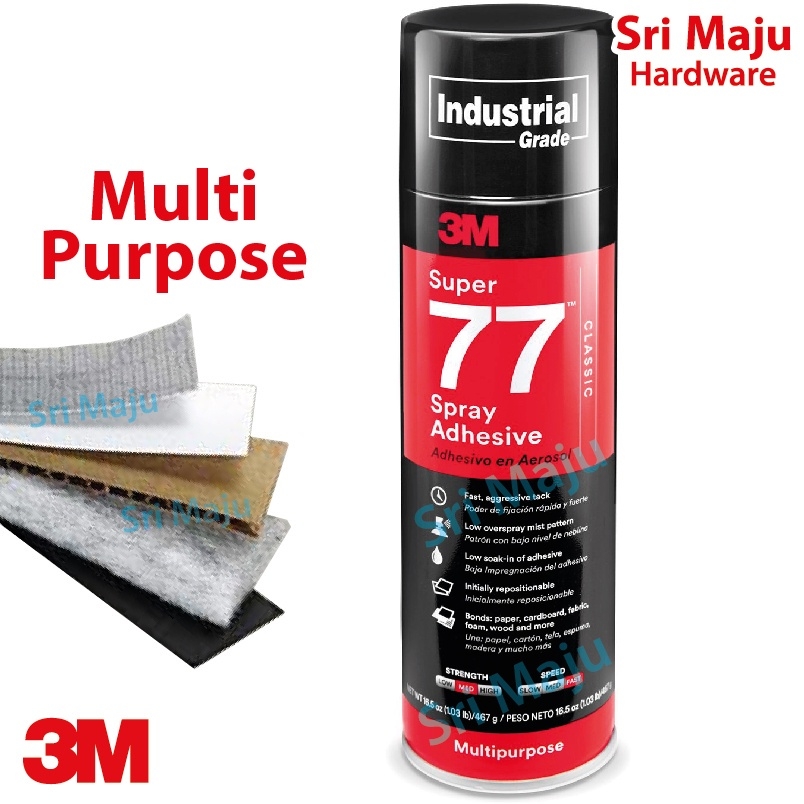 3M Super 77 Multi-Purpose Spray Adhesive Glue For Paper, Plastic, Wood,  Metal, Fabric, 467-g