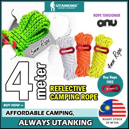 4 Pieces Camping Cord Outdoor 4mm Reflective Rope High Strength