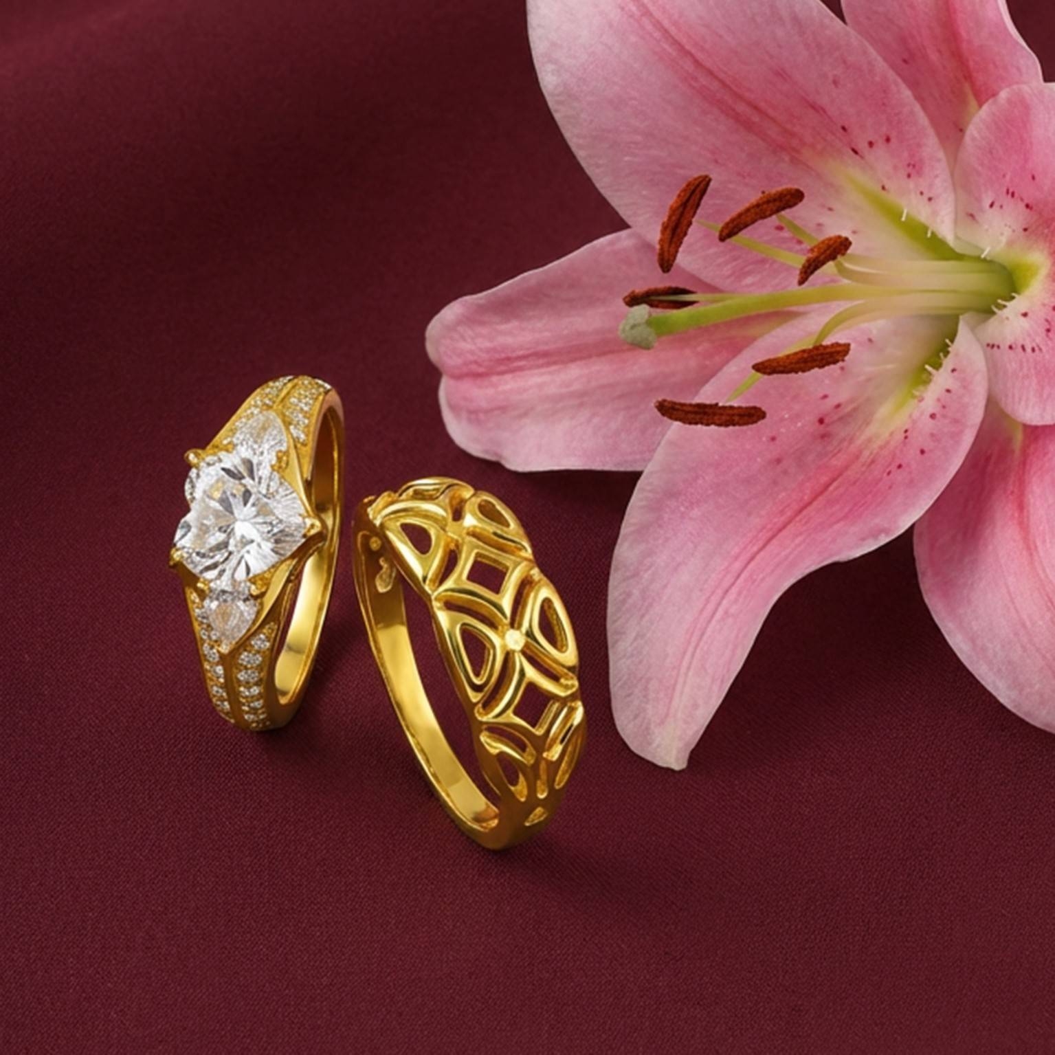 CERA Jewels Cincin Emas 916 Permata Gold Ring