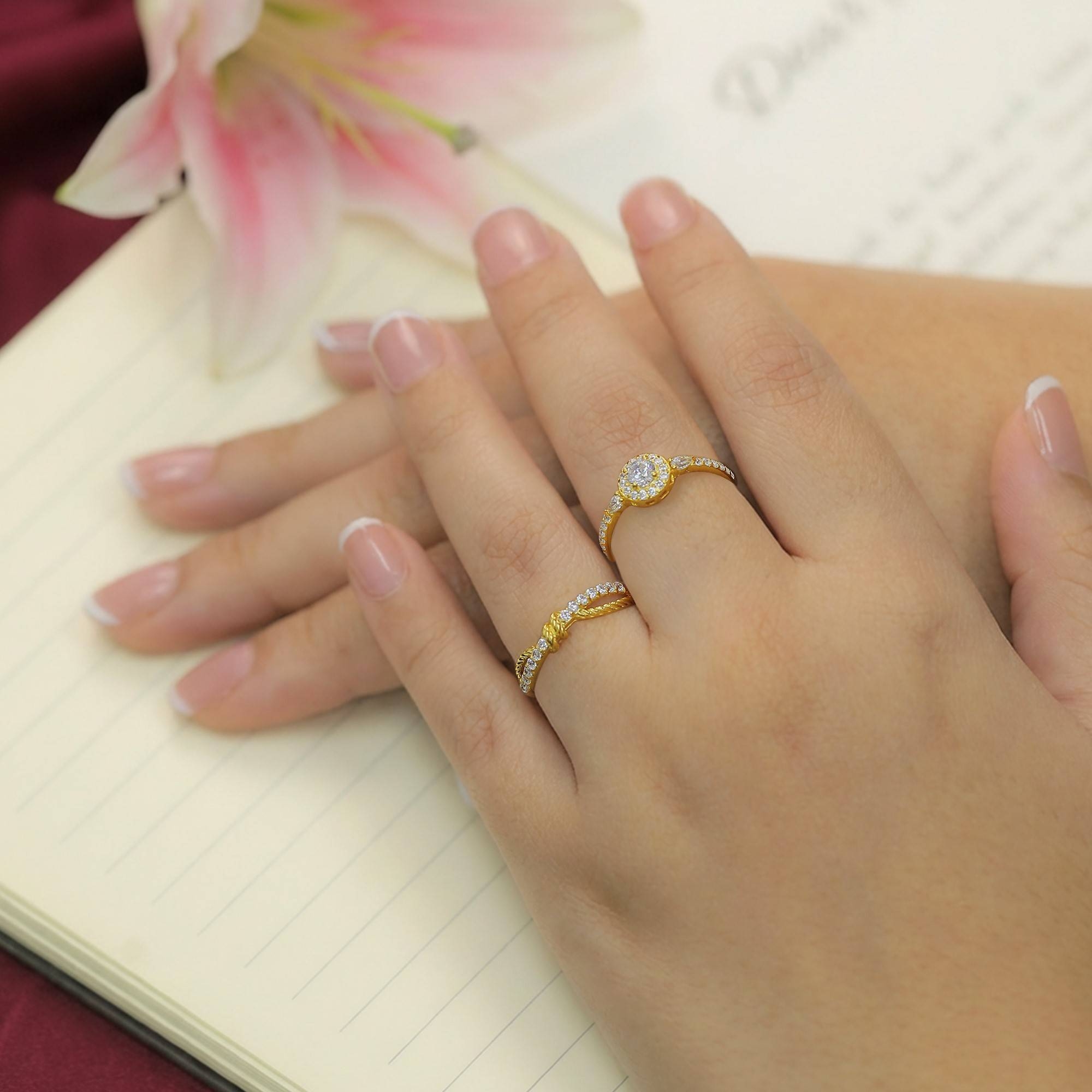 CERA Jewels Cincin Emas 916 Permata Gold Ring