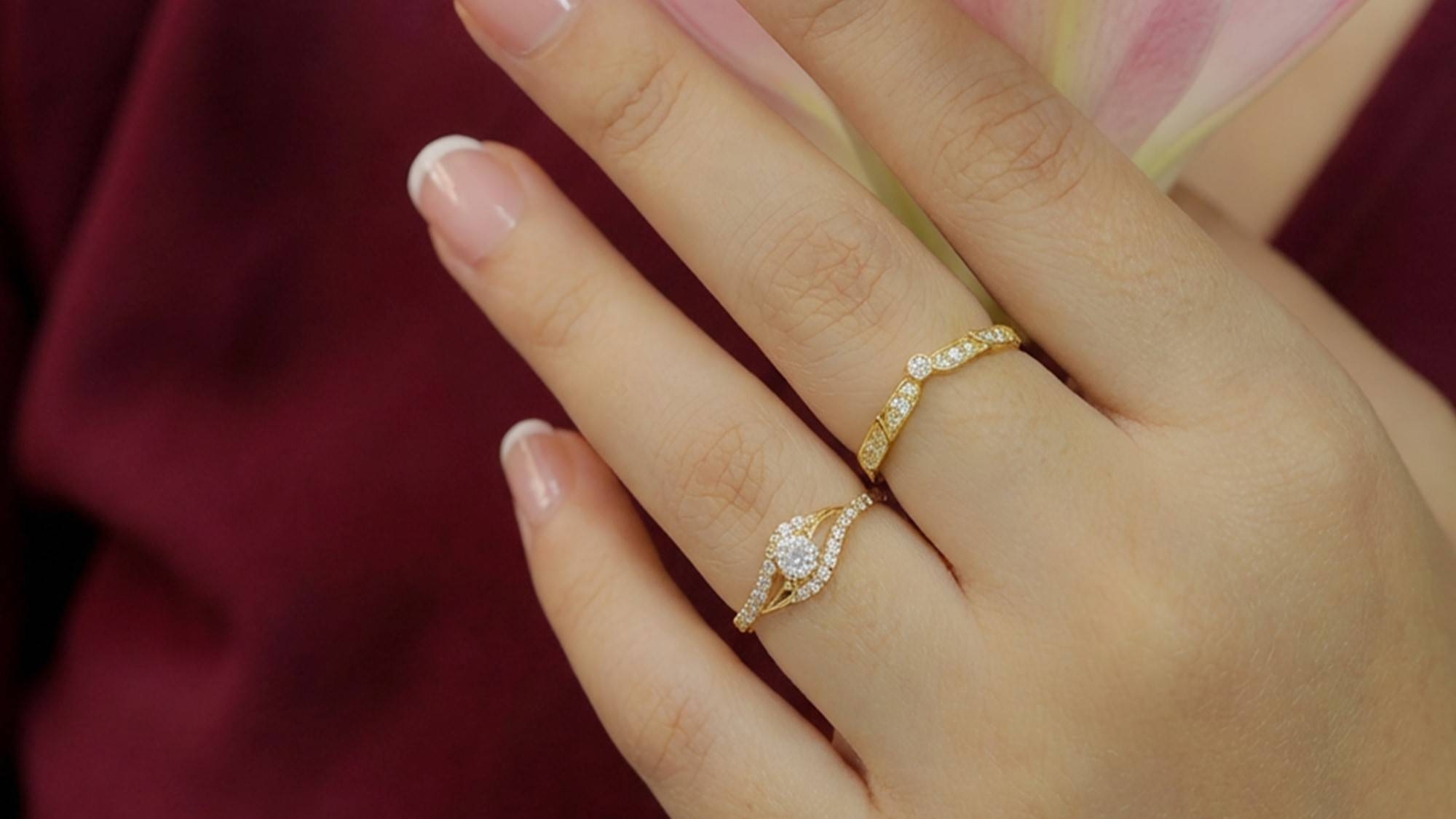 CERA Jewels Cincin Emas 916 Permata Gold Ring