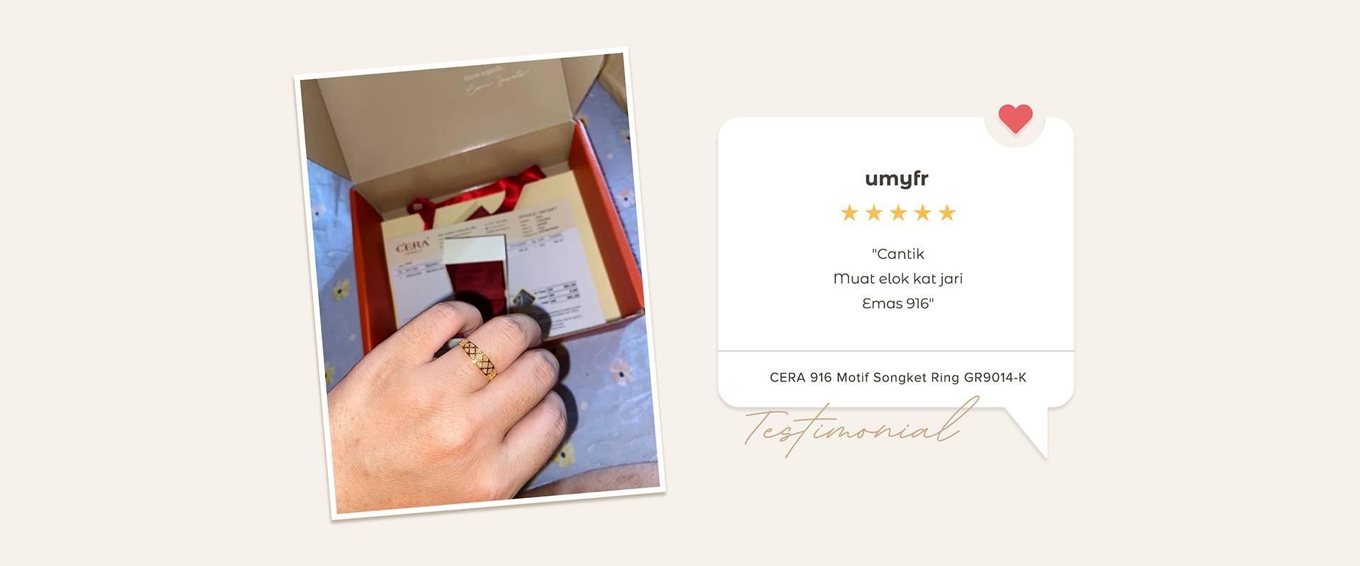 CERA 916 22k gold emas ring cincin