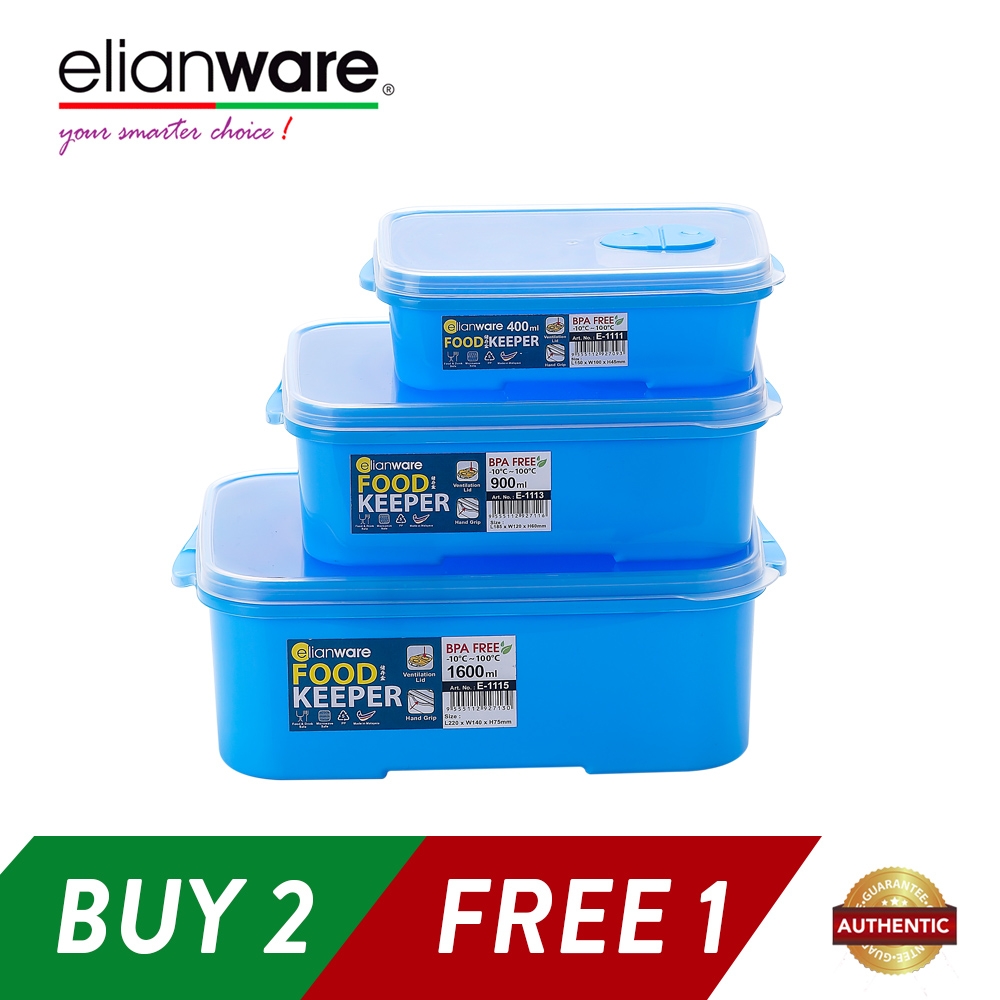Elianware BPA Free 1.5Ltr/2Ltr Food Container Fridge Keeper Easy