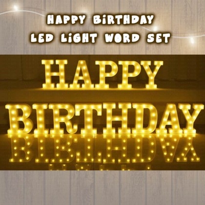 HAPPY BIRTHDAY LED Light Word Set 3D English Letter Wording Alphabet Party  Decoration Celebration