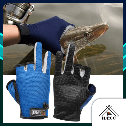 IDECO 1 Pair Fishing Gloves Sun-Proof Puncture-Proof Waterproof Ultra-Thin  Fishing Equipment Special Exposed Three-Finger Fly-Knock Anti-Slip