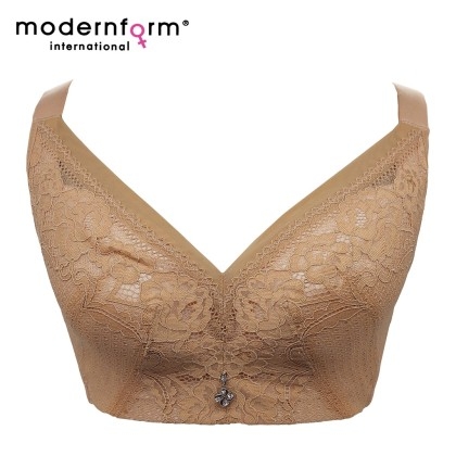 Modernform Women Bras Full Cup E Lace Plus Size Non Wired Insert Bra Pad  With Thin Sponge P1162 (#1908)