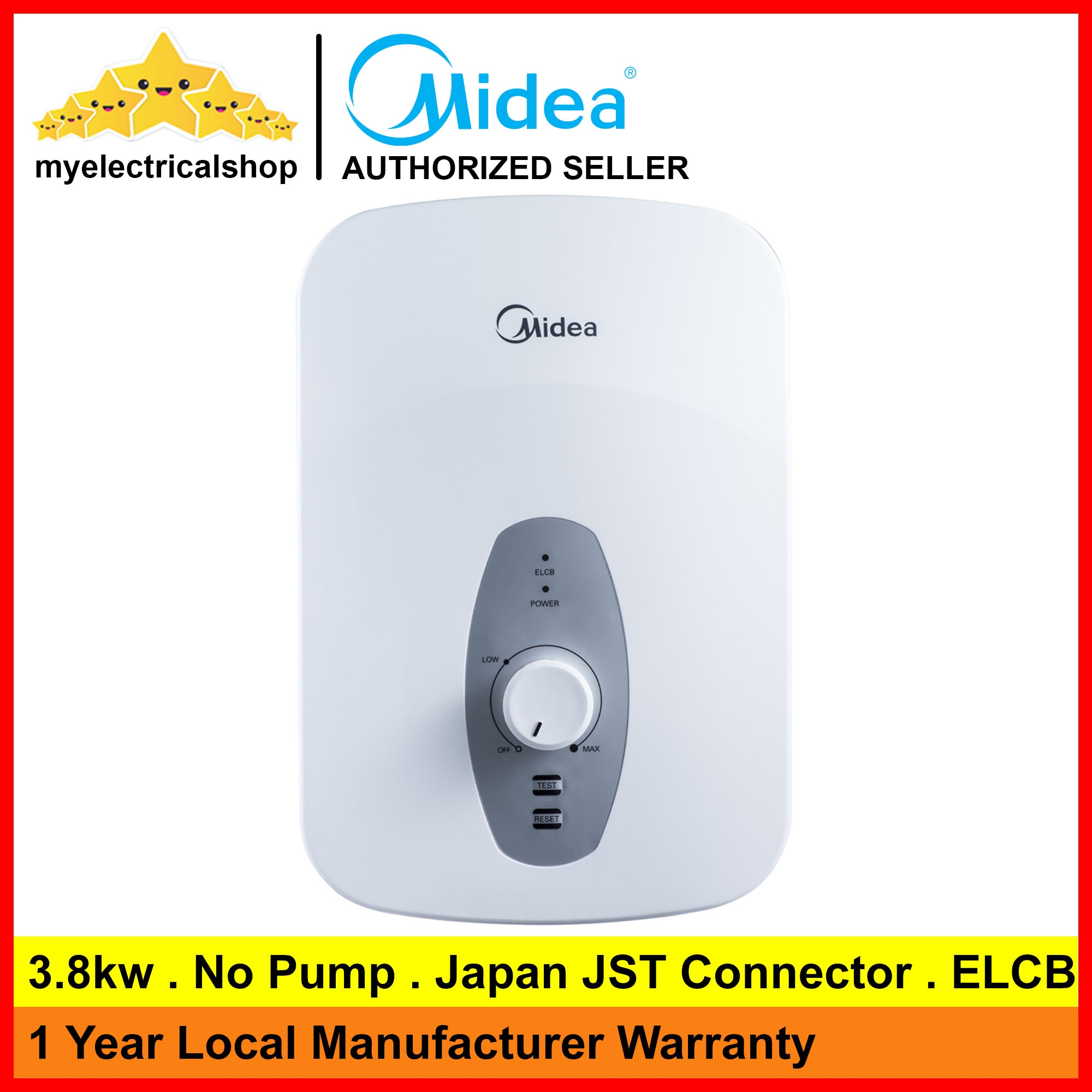 Midea MWH-38Q Water Heater Without Pump White Shinho