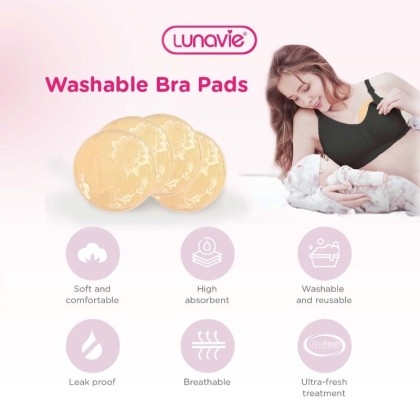 Lunavie Antibacterial Washable Bra Pads - 4pcs