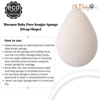 Murmur Baby 100% Natural Konjac Sponge Set of 5 - Rain Drop