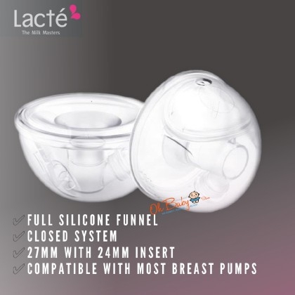 Lacte Handsfree Silicone Collection Cup 27mm with 24mm Insert (1 Pair)