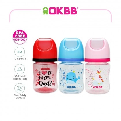 OKBB Twin Pack Baby Feeding Bottle Standard Neck Teats Feeding Essentials 9  Oz (270ml) B231P