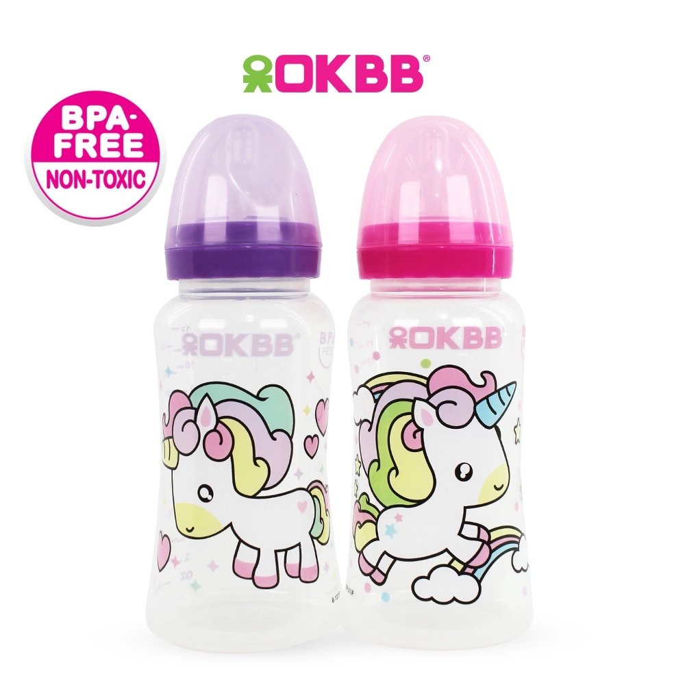 OKBB Twin Pack Baby Feeding Bottle Standard Neck Teats Feeding