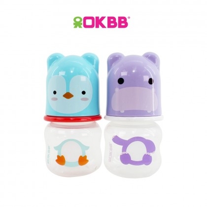 OKBB Twin Pack Baby Feeding Bottle Standard Neck Teats Feeding