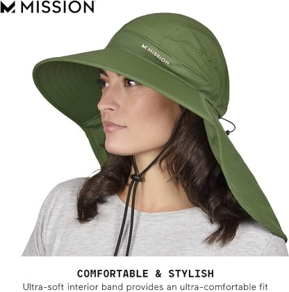 MISSION Sun Defender Cooling Neck Guard, Wide Brim Hats for Women and Men