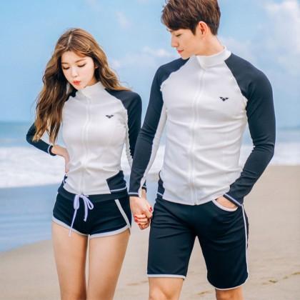 Salanghae - Couple Matching Printed Rash Guard / Swim Shorts / Set