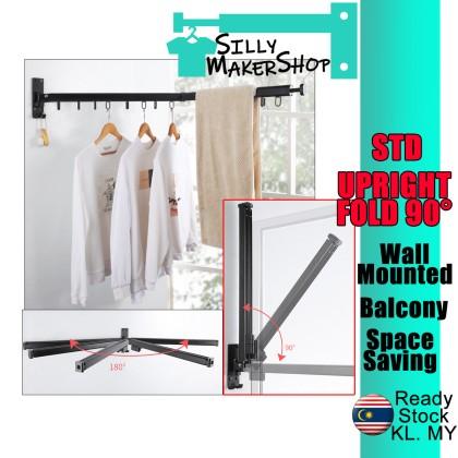 Compact) Balcony Wall Mounted Retractable Foldable Clothes Drying Rack  Clothes Hanger Space Saving Rack