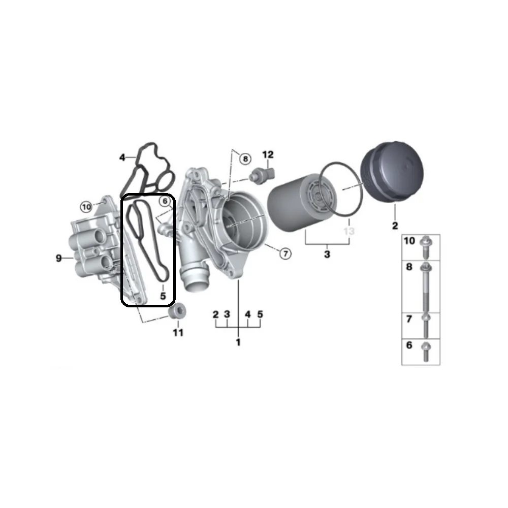 Reinz Engine Oil Cooler Gasket Oil Filter Hsg>Oil Cooler BMW N52 N53 N20 E90 E60 F10 E65 11428637820 11427525335 7011405