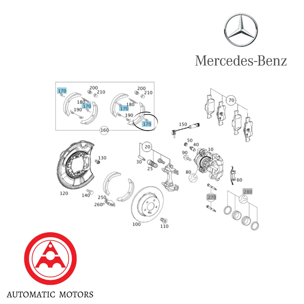 Mercedes Benz Rear Handbrake Shoe Spring W124 W201 W202 W210 W140 Umbrella 2014230592 0235240 2304230092