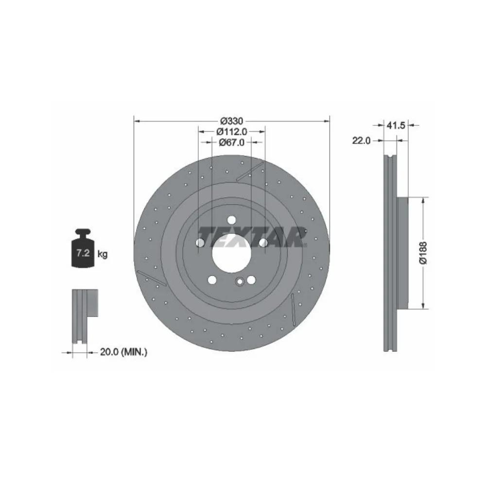 Mercedes Benz Textar Rear Brake Disc SET 45Amg-W176 W117 W172-SLK55Amg 1724230112 92290605