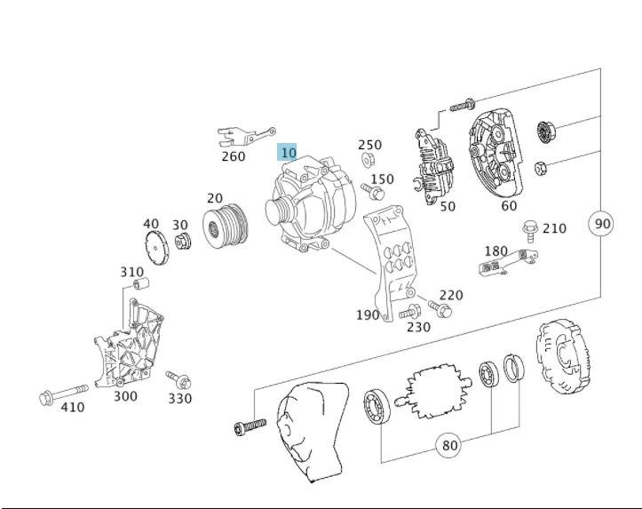 Mercedes Benz Valeo Alternator 220A M273 0131540502 0121813101 443270