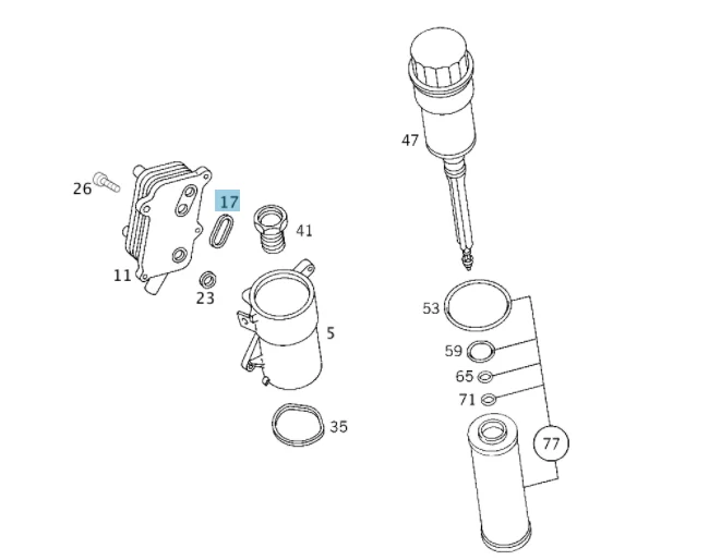 Mercedes Benz Elring Oil Filter Oil Cooler O-Ring M112 , SEAL OVAL 1121840261 130240 703721700