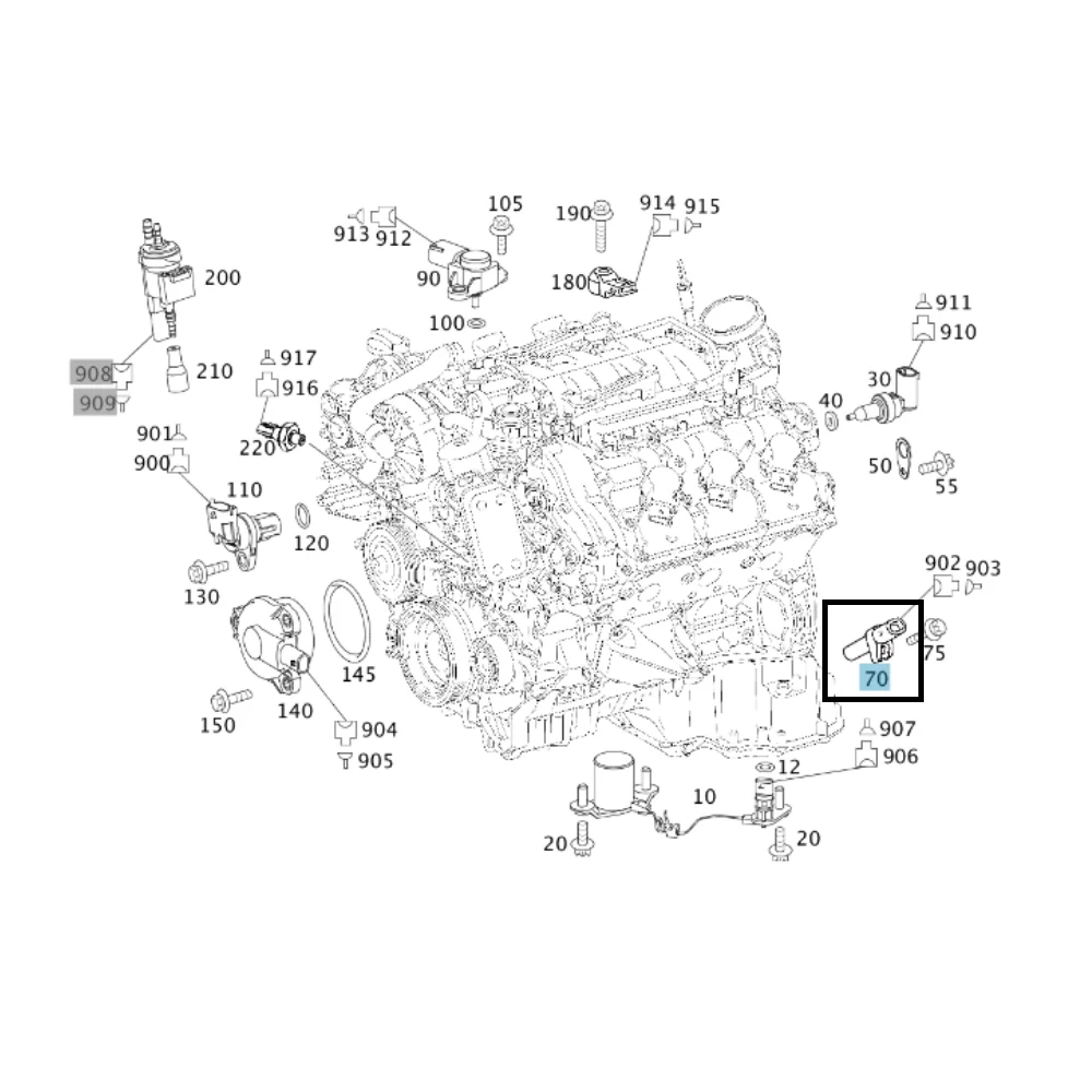 Original Mercedes Benz Crankshaft Position Sensor / Flywheel Sensor M272 M273 6421530728 0041538728 6429050000
