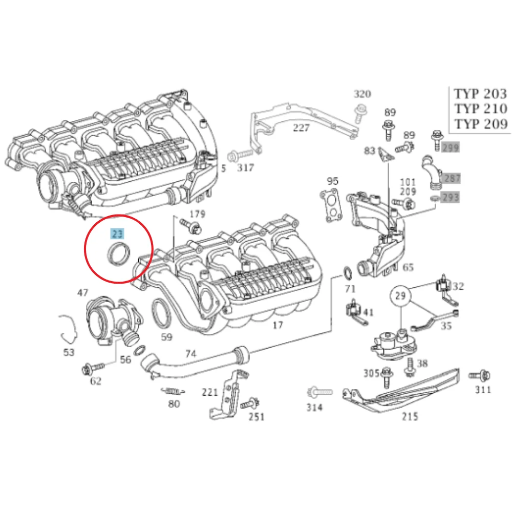 Mercedes Benz Victor Reinz Intake Manifold Gasket [Seal] M611 M612 M646 M647 O-Ring-Type 6110940080 713447300 130430