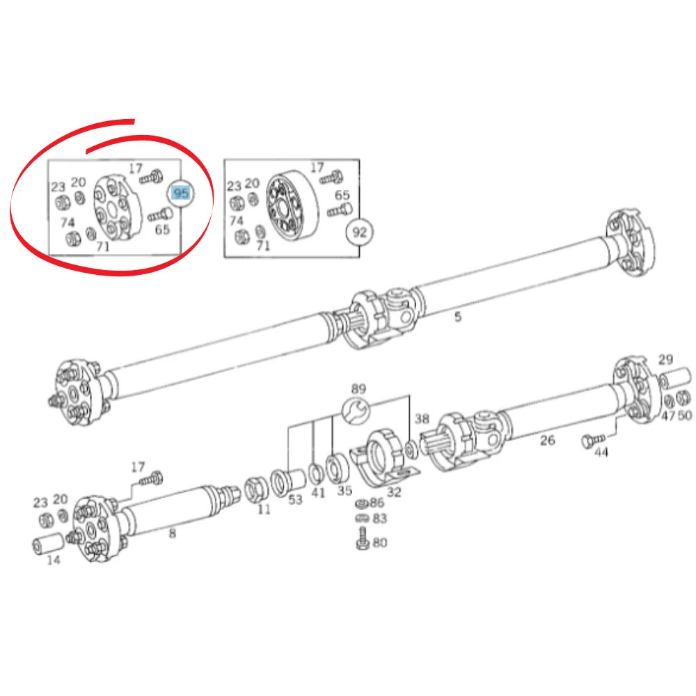 Mercedes Benz Trucktec Rear Propeller Shaft Coupling Kit 80mm W201 190E W124 200/E W202-C180 2024101015 2024110615