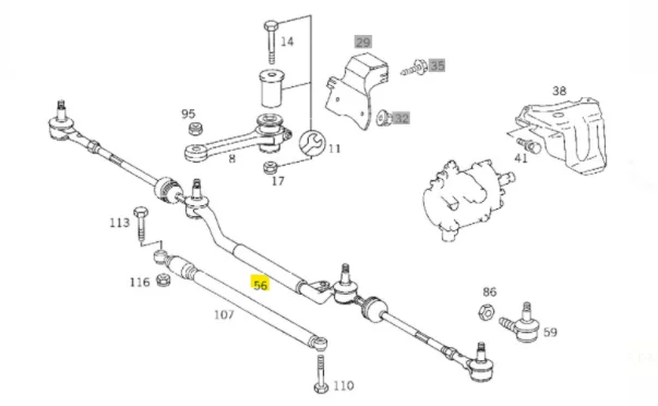 Mercedes Benz Meyle Steering Drag Link Rod AA W202 [ W208 CLK200/230 ] 2024600405 6329 0160406329