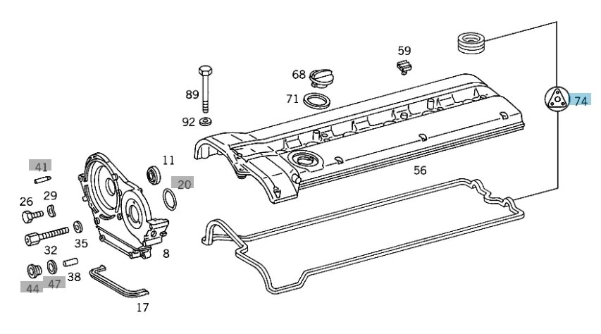 Victor Reinz Valve Cover Gasket Kit Mercedes Benz M104 980 1 990 1040100630 915114 152860701