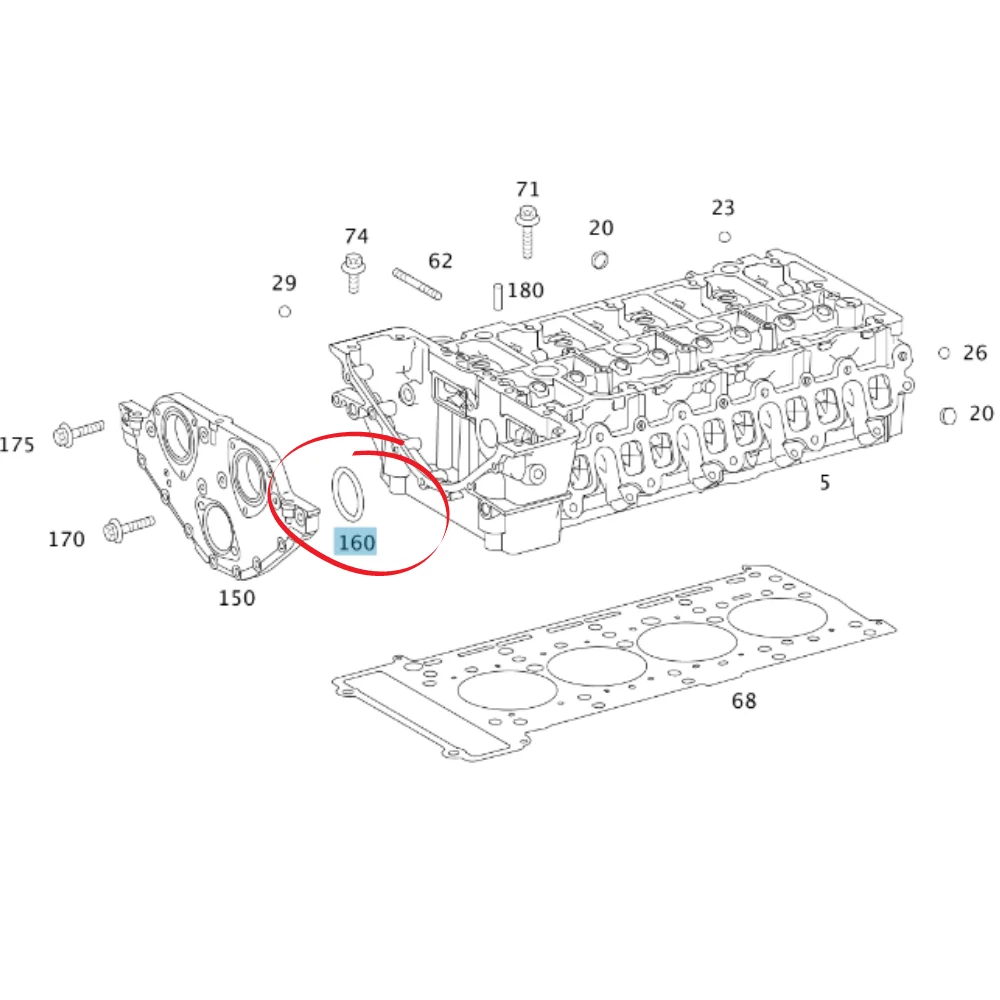Original Mercedes Benz Cylinder Head Timing Cover O RING M271 >HEAD 1PC RED 0299973248 407312800