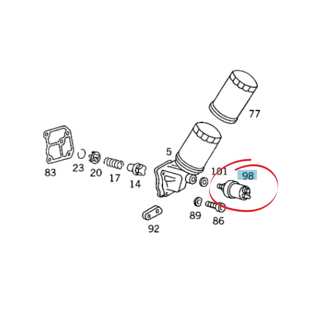 Mercedes Benz Meyle Oil Pressure Sensor / Switch M102 S M103 M104 M110 M111 ON-OIL-FILTER 0065429417 0055421817 01405400