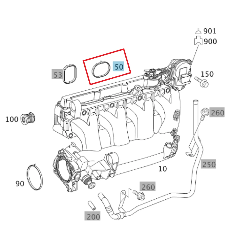Mercedes Benz Victor Reinz Intake Manifold Gasket [Seal] M271 INT-MF>Head Use-4 Red 2711410880 135540 713640900