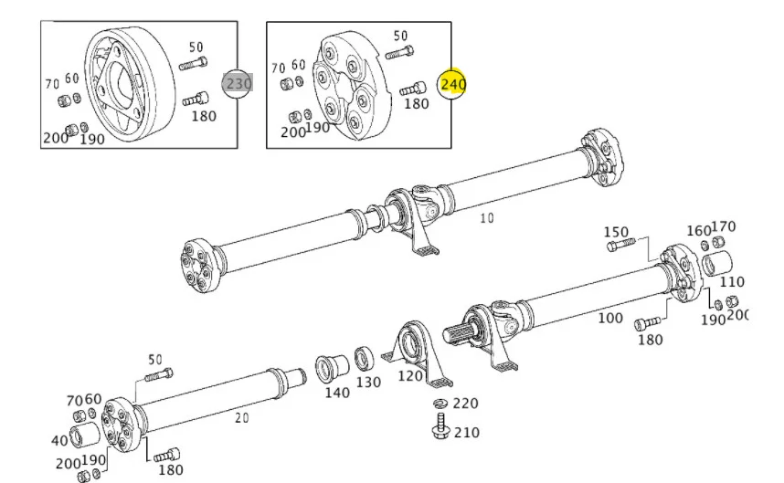 Mercedes Benz Propeller Shaft Coupling Kit W124 E280 W140 S280/320 W129 F/R 2104101215 1704100115 2024101815 2114100115