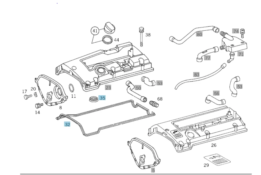 Victor Reinz Valve Cover Gasket Kit Mercedes Benz M111 C E200 220 230 1110100430 153100101 899917