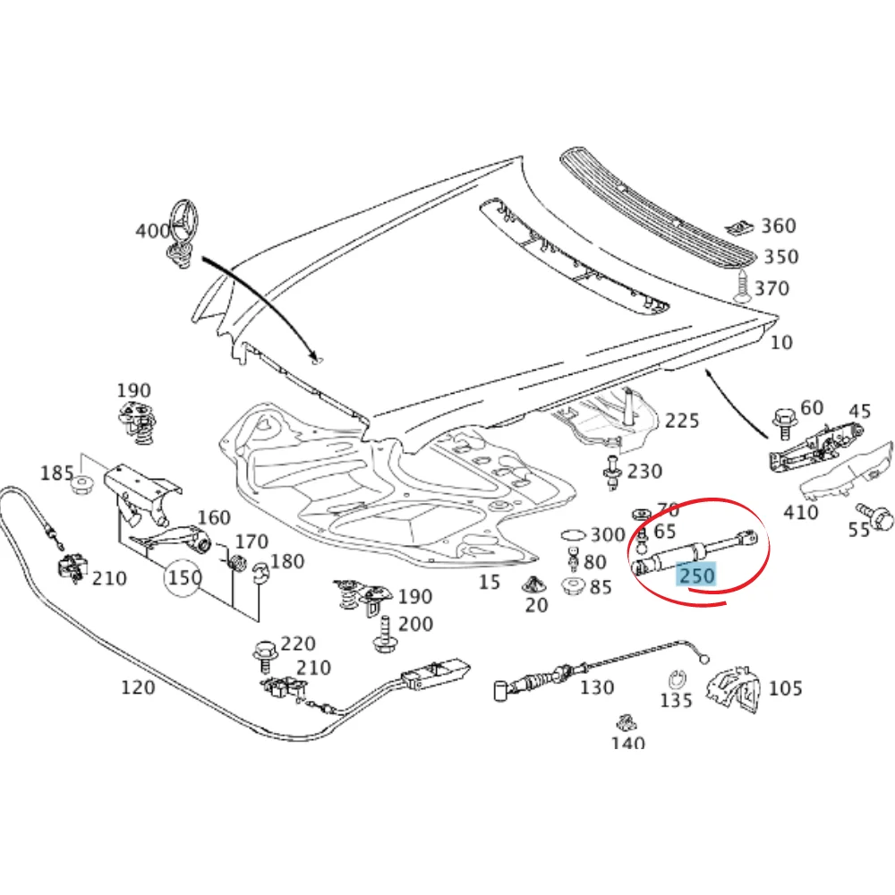 Mercedes Benz Stabilus Bonnet Absorber SET W211 W219 2118800029 002433