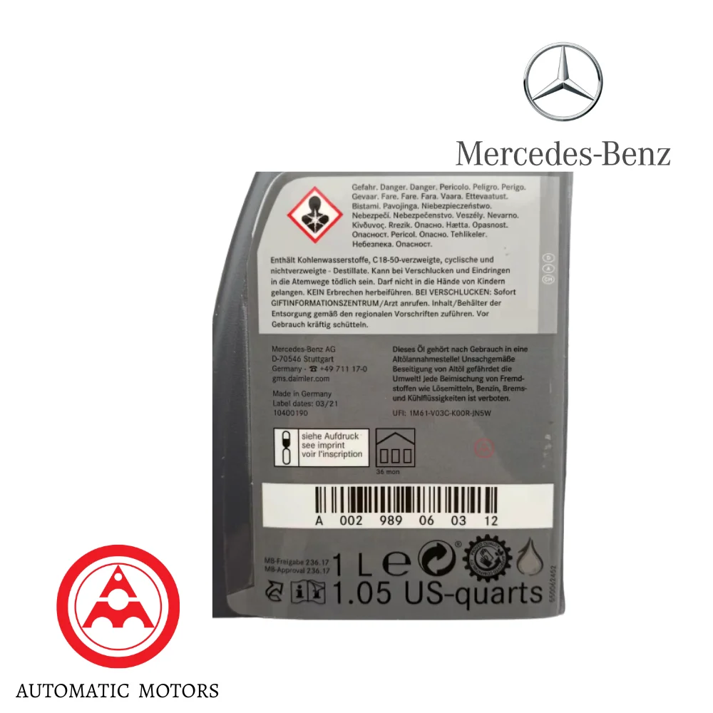 Original Mercedes Benz Automatic Transmission Oil 1LIT 725-0 W205 W213 W253 W292 236.17 002989060309 0140194000