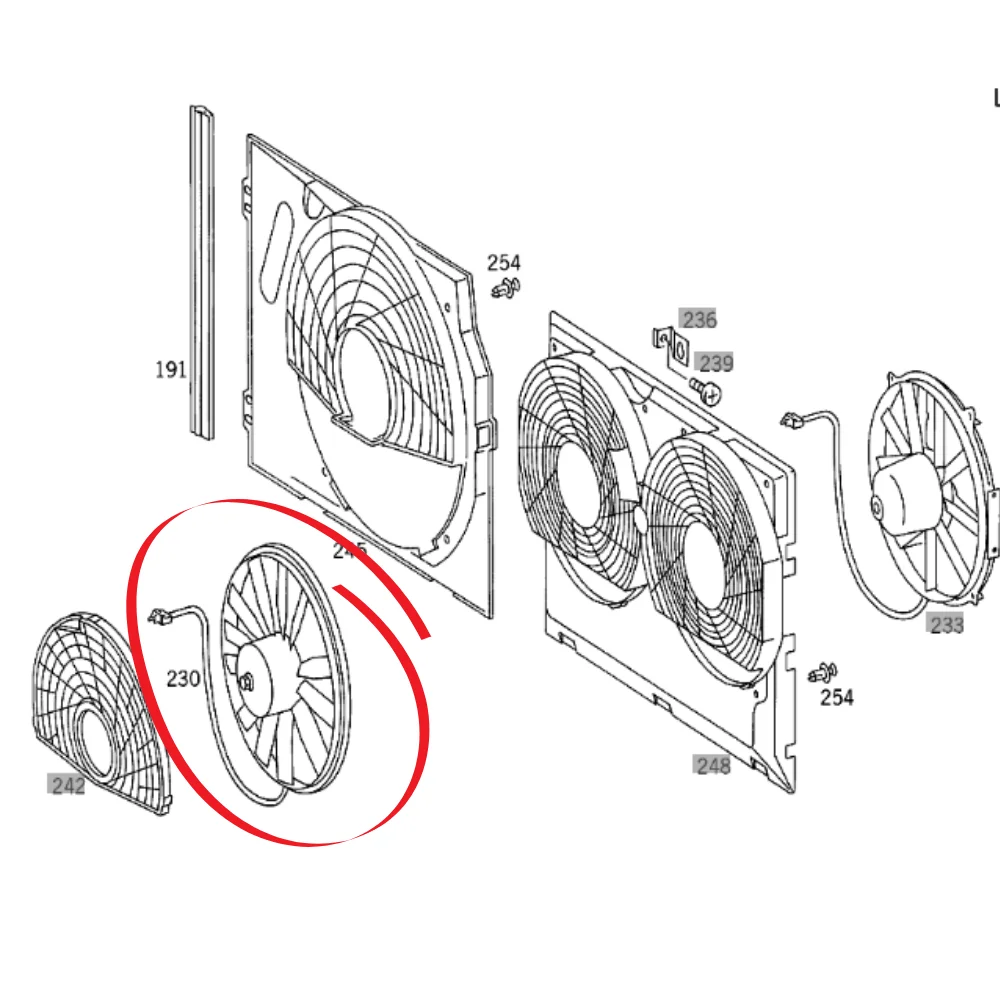Mercedes Benz Trucktec Auto Fan AA 16" W124 FC90-200/230E/E200/220 0005007193 0130703233 0240180 0140500022
