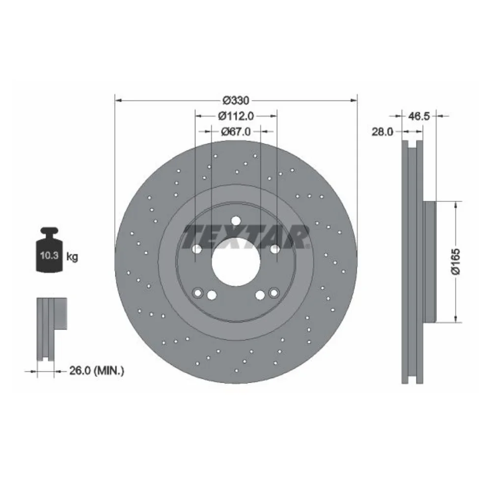 Mercedes Benz Textar Front Brake Disc W203/W209-Sport/Amg-04> 2034211312 0155210006/PD 0835210006/PD 92119803 92119805