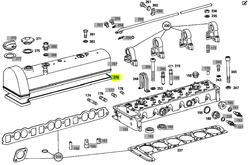 Mercedes Benz Elring Valve Cover Gasket M114 M123 M130 M180 1800160480 1230160021 019674