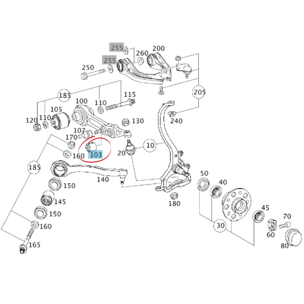 Mercedes Benz Meyle Front Lower Rear Arm Center Bush W211 W219 2113331914 2604401 501168 0140330091