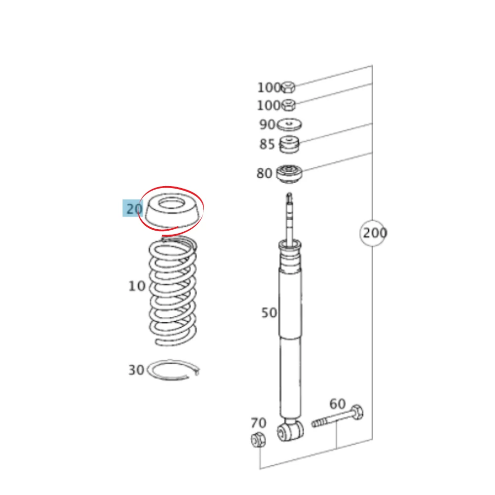 Mercedes Benz Meyle Rear Coil Spring Mounting SET 2Dot 9MM W210 W203 W170 W204 -2103250284 0140320075